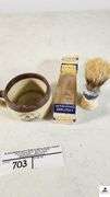 HEATHER N FERN SEAFORTH SHAVING MUG - EVER READY SHAVING BRUSH WITH BOX NEW BUT NEEDS CLEANING - (GARAGE)