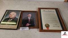 (3) FRAMES - NED RAY MCWHERTER PICTURE AND SIGNATURE - ANOTHER SIGNED PICTURE - RESOLUTION DOCUMENT FRAMED - (TRAILER)