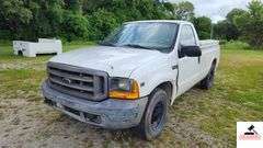 2000 FORD F250 XL SUPER DUTY PICK UP TRUCK - 202,414 MILES - 4 SPEED FLOOR SHIFT - 2 DOOR 0 V10,6.8L  -GASOLINE - INDSHIELD CRACKED - FRONT BUMPER DENTED AND SHOWS RUST - HOOD DENTED WITH RUST SPOT - DRIVERS SIDE DOOR FRONT FENDER AND DOOR BENT, TOP OF REAR REAR QUARTER PANEL DENTED TAILGATE DENTED, SCRATCHED, AND PUNCTURED - BUMPER SHOWS RUST AND DENTED- SIDE MOUNTED TOOL BOXES WITH RUST - PASSENGERS SIDE REAR QUARTER PANEL BENT IN SEVERAL PLACES WITH SCRATCHES, FRONT FENDER WHEEL DENTED - NUMEROUS SCRATCHES, WEAR, AND PECKS - SEATS SHOW WEAR AND HOLES  - VIN# 1FTNF20S0YEB61867