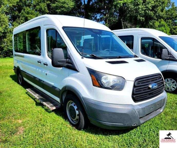 2018 FORD TRANSIT VAN - 
V6, 3.5L TURBO ECO BOOST - 254,552 MILES -RUNNING BOARD STEPS ATTACHED - FEW ROCK PECKS ON HOOD - FRONT BUMPER HAS HOLE PASSENGERS SIDE - SMALL DENT REAR QUARTER PANEL DRIVERS SIDE - REAR DOOR SCRATCHED ABOVE WINDOW DRIVERS SIDE - HEAD LIGHT COVER LIGHT FADING -  DRIVERS SEAT SMALL TEAR AND WEAR - CLEAN INTERIOR - FOLDING SEATS 3 DOUBLES AND 2 SINGLES - BRAUNABILITY CENTURY SERIES CHAIR LIFT - DOUBLE REAR DOORS - 10 CAPACITY (2 FRONT AND 8 REAR) 

V/N: 1FDZX2CG3JKA61853 image
