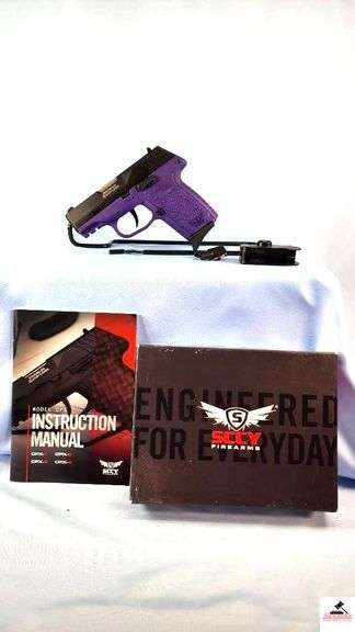SCCY INDUSTRIES CPX-2 PISTOL - .9MM CAL - BLACK OVER PURPLE - NEW MINT CONDITION - IN BOX WITH LOCK - S/N C471323 image
