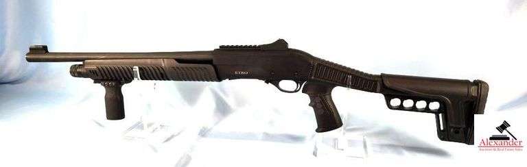 ATA  ARMS ETRO SHOTGUN - 12GA - 3" CHAMBER - TOP RAIL - SYNTHETIC PISTOL-GRIP STOCK - TACTICAL STYLE - 18.5 " BARREL & STEEL RECEIVER - 5-ROUND CAPACITY - EXCELLENT CONDITION - SLIGHT RUB ON BARREL & MUZZLE - S/N SA-43878 image