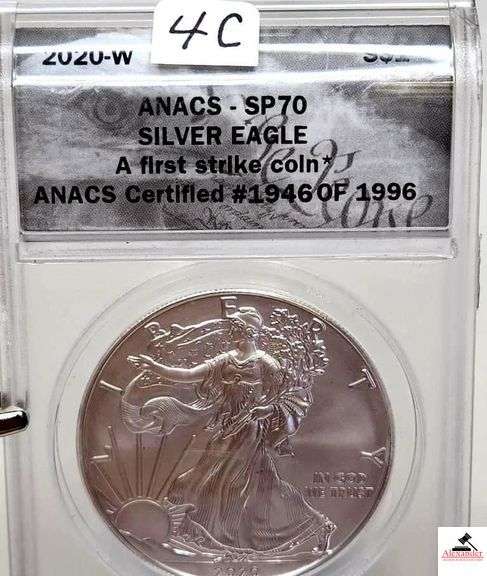 2020 SILVER EAGLE S$1 COIN - A FIRST STRIKE COIN* ANACS CERTIFIED #1946 OF 1996 - 1 OZ. FINE SILVER ROUND - (ANACS-SP70) image