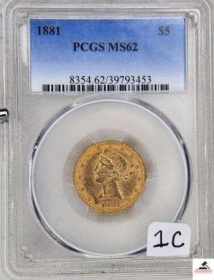 1881 LIBERTY HEAD $5 GOLD - (PCGS MS62) image