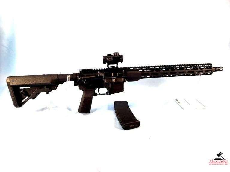 RADICAL FIREARM RF-15 TACTICAL RIFLE 5.56X45 CAL - FULL LENGTH RAIL - 6 SIG SAUER SCOPE - 10 POWER - ADJUSTABLE STOCK - PISTOL GRIP - PN AG 30 CLIP MAG - OPEN BARREL MUZZLE BREAK - S/N 23-82990 image