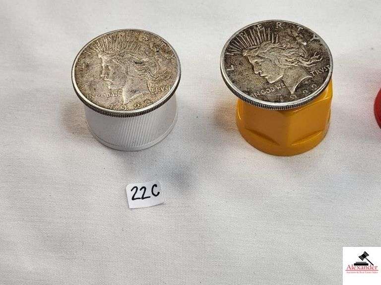 (5) LIBERTY S$1 COINS - (3) 1922'S , (2) MINT MARK "S" , (1) NO MINT MARK - (2) 1923'S , (2) NO MINT MARKS image