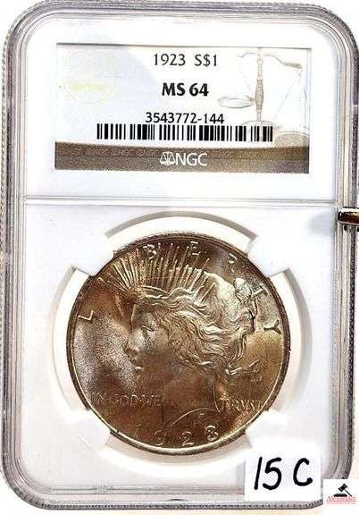 1923 PEACE S$1 COIN - (NGC MS 64) image