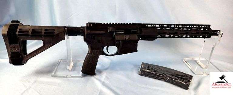 RADICAL FIREARMS RF15 TACTICAL PISTOL - 5.56 CAL - 30 ROUND CLIP - M-LOK THIN RAIL - 10.5" BARREL LENGTH - SCREW IN EXPANDABLE STOCK - PISTOL GRIP - NEW IN BOX - S/N 2-068037 image