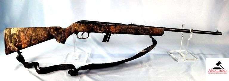 SAVAGE ARMS MODEL 64 RIFLE - .22LR - SEMI-AUTO - CAMO SYNTHETIC FOREARM & STOCK - RECIEVER DARK BLUING IS GOOD - SLIGHT MUZZLE RUB - EXCELLENT CONDITION - BUTLER CREEK SLING - CHECKERED PISTOL GRIP - S/N 3658691 image