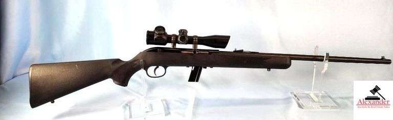 SAVAGE ARMS MODEL 62 RIFLE - .22LR - BLACK SYNTHETIC CHECKERED STOCK & FOREARM - TRUGLOW SCOPE - CLIP FEED - STOCK HAS SLIGHT RUB - VERY MINOR SCRATCHES - RECEIVER BLUING GOOD - BARREL HAS LIGHT PITTING - SCOPE BLUING IS RUBBED WITH FEW SCRATCHES - S/N 3718847 image