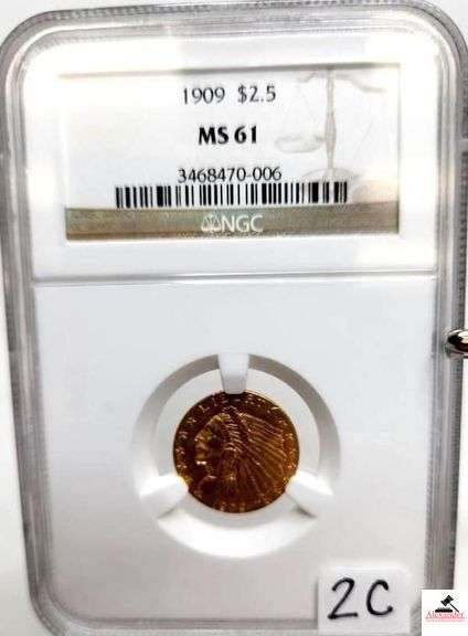 1909 INDIAN HEAD $2.5 GOLD - (NGC MS 61) image