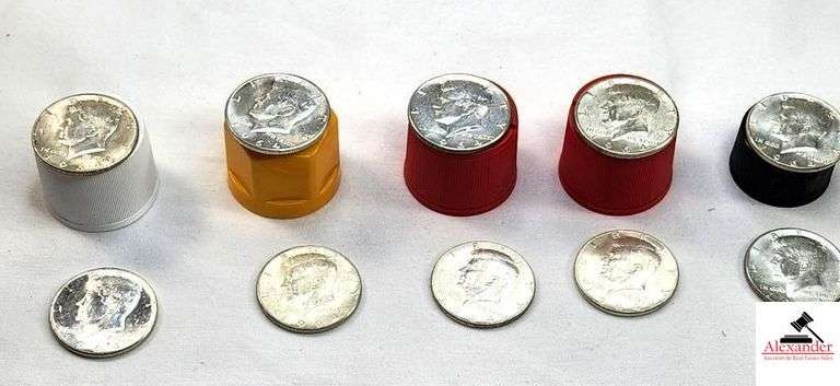 (10) 1964 KENNEDY SILVER HALF DOLLAR COINS - (4) MINT MARK "D" , (6) NO MINT MARK image
