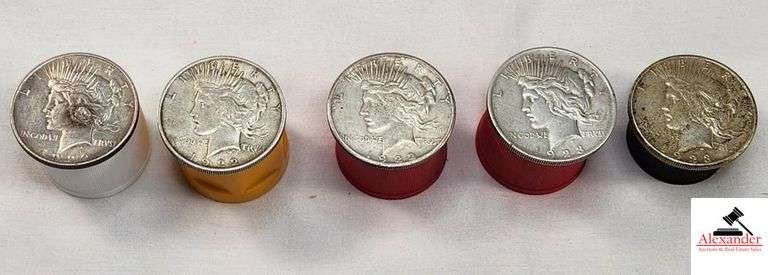 (5) LIBERTY S$1 COINS - (3) 1922'S, (1) MINT MARK "D", (1) NO MINT MARK, (1) MINT MARK "S" - (2) 1923'S, (1) NO MINT MARK, (1) MINT MARK "S" image
