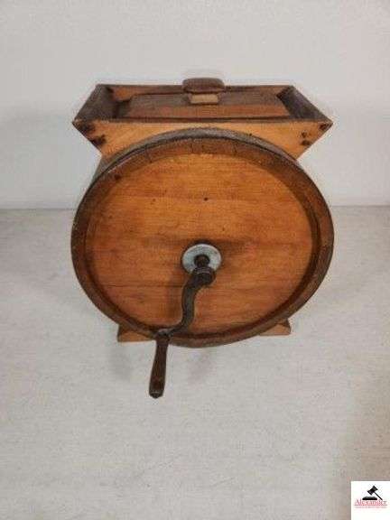 ANTIQUE PRIMITIVE WOOD BUTTER CHURN - 14 1/2" TALL - (KITCHEN) image