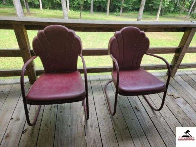 (2) METAL YARD CHAIRS WITH CUSHIONS (CUSHIONS DO NOT MATCH) - (FRONT PORCH) image