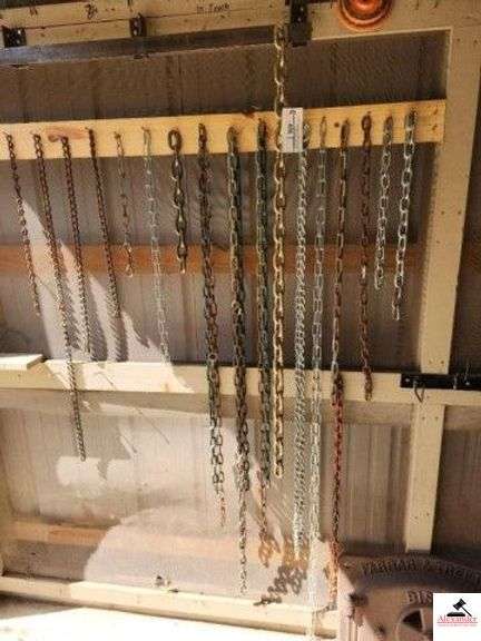 27 PCS. OF CHAIN - LOG CHAIN DOWN TO DOG CHAINS AND SWING CHAINS - MISC. LINKS - (SHED) image