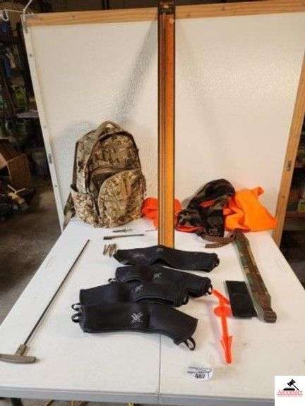 CAMO BACKPACK - DEER HUNTING VEST - RIFLE SLING VORTEX SCOPE COVER - SHORT METAL CLEANING ROD -  CVA 50CAL RAMROD - NEW IN PACKAGE - (SHED) image