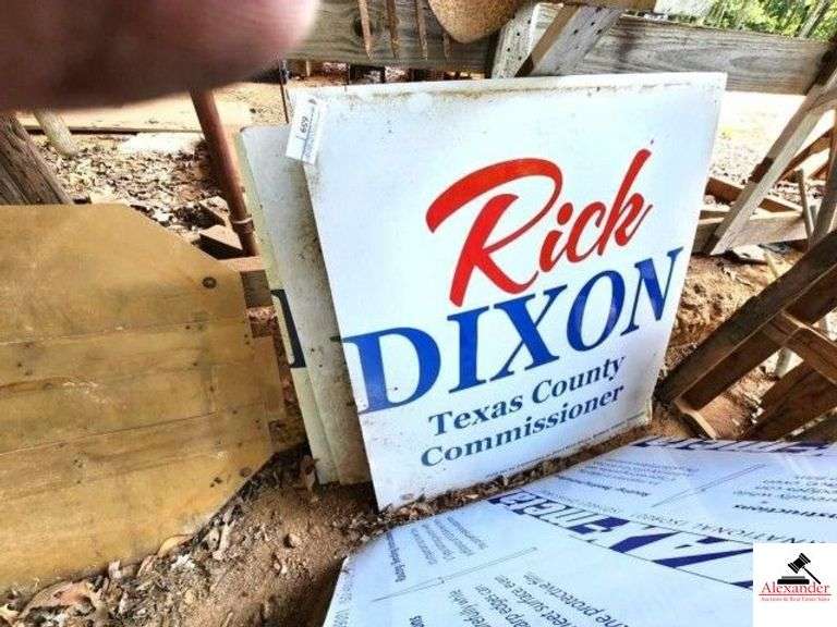 (5) "RICK DIXON TEXAS COUNTY COMMISSIONER" SIGNS FIBERGLASS ADVERTISEMENT SIGNS - FIBERGLASS HEXAGON BLANK SIGN - (IMP. SHED) image