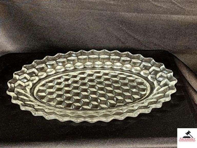VINTAGE FOSTORIA  AMERICAN CLEAR GLASS OVAL PLATTER - 12 1/2" (HALL CHINA CABINET) image