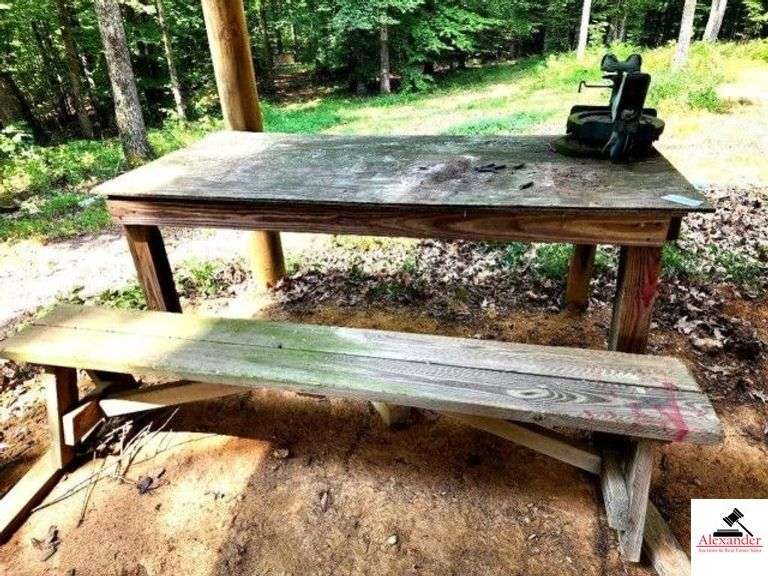 PLYWOOD RIFLE/WORK TABLE BENCH - TABLE AND BENCH ONLY - 4X4 LEGS - (IMP. SHED) image