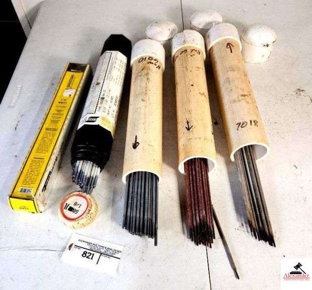 WELDING RODS - FORNEY 6011 1/8" RODS - 5LBS - AB 6011 1/8" RODS TUBE MARKED 6010 - TUBE MARKED RED 6010 RODS - TUBE MARKED 7018 RODS (SHOP) image