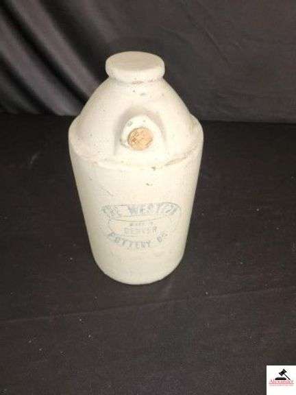 THE WESTERN POTTERY CO. STONEWARE FOOT WARMER - MADE IN DENVER - 5 1/2" BASE - 11" TALL - (LR) image