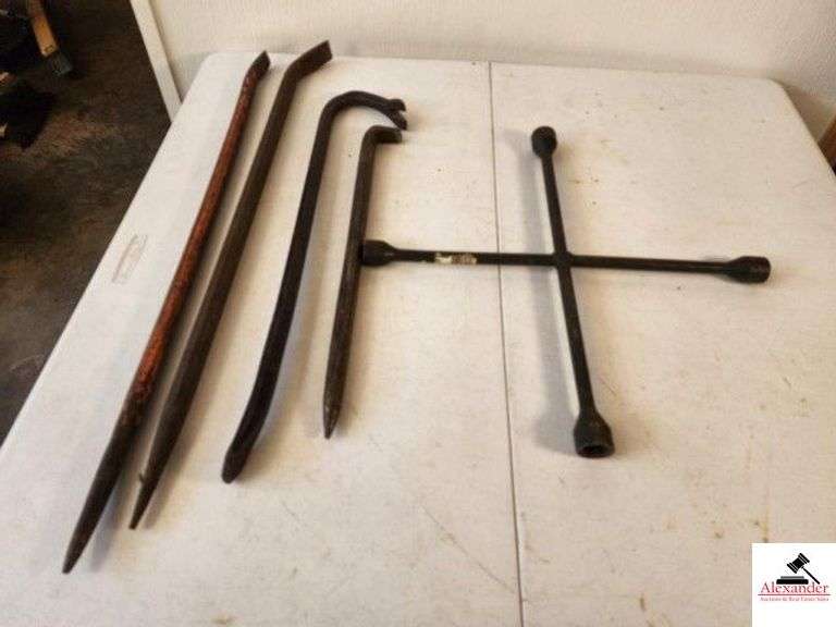 (3) PRY BARS - LUG WRENCH TIRE TOOL 4 WAY LUG WRENCH - (TRAILER) image