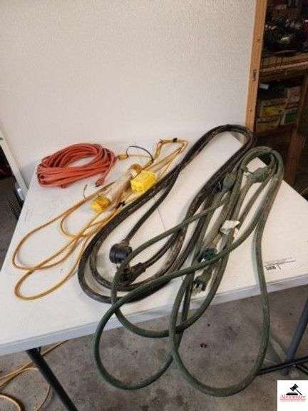 220 CORD 20' (+/-) ORANGE EXTENSION CORD - BLACK LIGHT DROP CORD - HEAVY YARD LIGHT CORD WITH ADAPTER - (SHOP) image