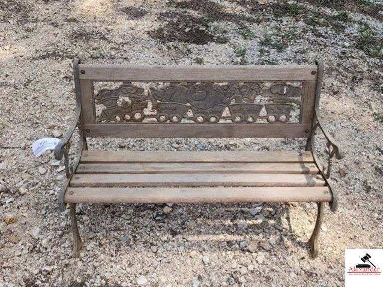 CHILD'S YARD BENCH- 33" LONG - RAW IRON LEGS (IMP SHED) image