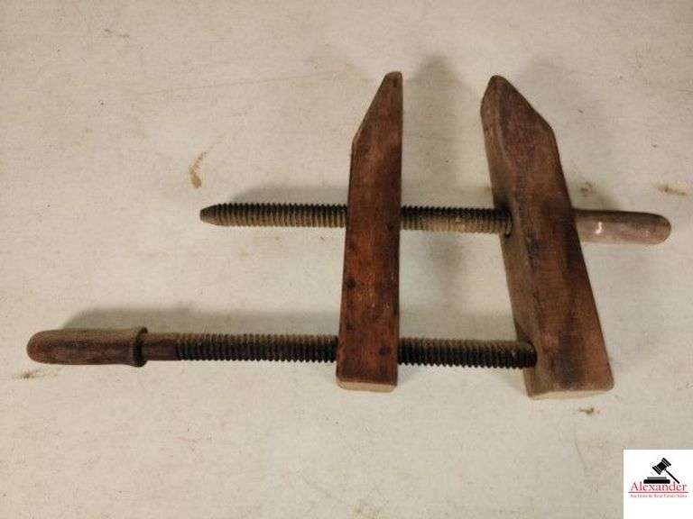 ANTIQUE WOOD CLAMP - 1 FT. LONG 2" WIDE SHOWS WEAR - (GARAGE) image