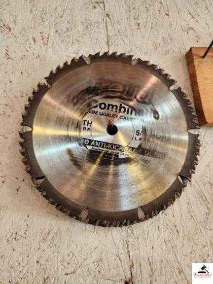 COMBINATION SAW BLADES - 50T ANTI-KICK BACK USED BUT APPEAR IN GOOD SHAPE - ASSORTMENT - 14 (+/-) (GARAGE SOUTH WALL) image