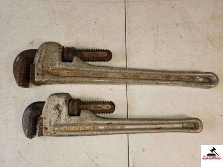 ROTHENBERGER NR.70161 HEAVY DUTY PIPE WRENCH 450MM - 18" - RIDGID ALUMINUM HD 14" PIPE WRENCH (TRAILER) image