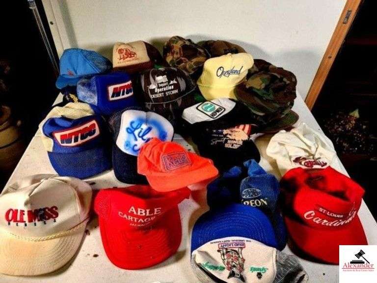 (15+) BASEBALL & TRUCKER HATS NEW & USED - OPRYLAND - ST LOUIS CARDNIALS - CAMO HATS - OLE MISS - NTCC - I SUPPORT OPERATION DESERT STORM - BUD LIGHT - MARTHA WHITE (UPSTAIRS) image