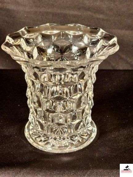 VINTAGE FOSTORIA  AMERICAN CLEAR GLASS FLARED VASE RAISED BOTTOM, - 5 3/8" (HALL CHINA CABINET) image