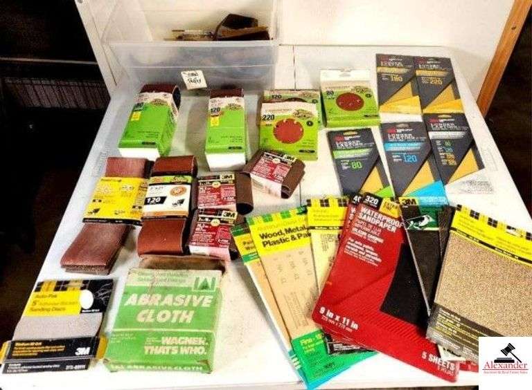 HEAVY DUTY SANDING AND GRINDING PADS - 3" X 21" ETC. WATERFROOF SANDPAPER ABRASIVE CLOTH - SANDING DISCS, ETC. - (SHOP) image