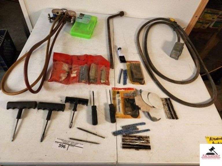REFRIGERATION GAUGES TIRE TACKLE REPAIR PARTS - ELECTRIC CORD - LUG WRENCH - PATCH REPAIR (SHOP) image