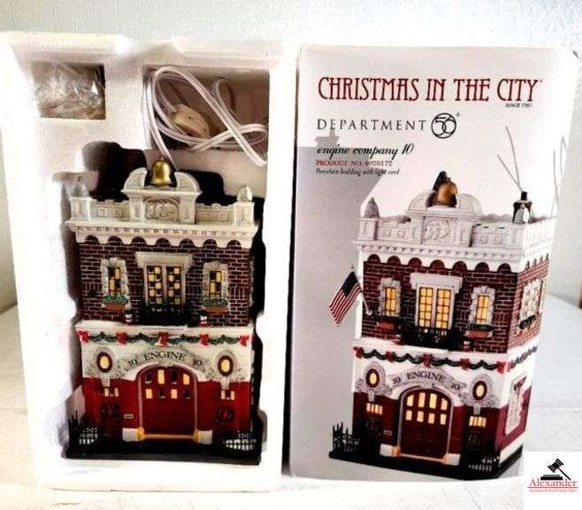 DEPT 56 CHRISTMAS IN THE CITY SERIES ENGINE COMPANY 10 - PORCELAIN BUILDING WITH LIGHT CORD - (UPSTAIRS) image