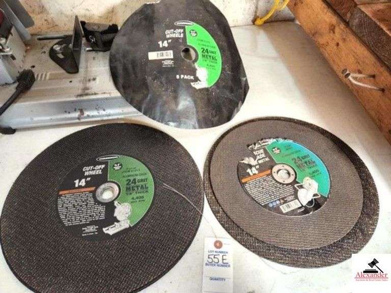 (5) WARRIOR CUT OFF WHEELS (3) 14" - (3) NEW & (2) USED - (SHOP) image