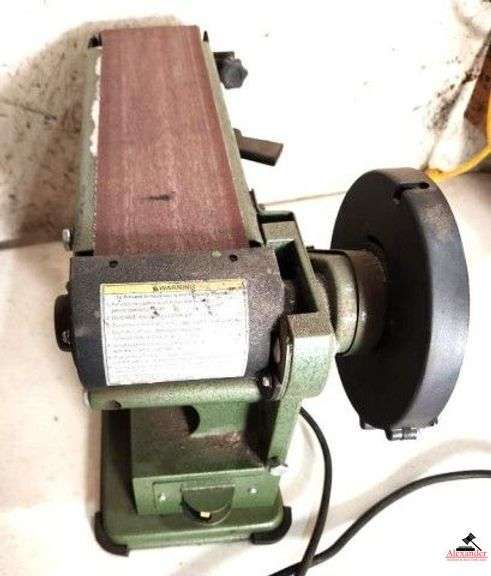 CENTRAL MACHINERY BELT & DISC SANDER BELT IS 4" X 36" - DISC IS 6" - 1819 RPM, 120 VAC/60HZ/3.5A - RUNS - WARRIOR SANDING BELTS - 4" X 36" - PACK OF 5 - 10 NEW, 1 USED - (SHOP)