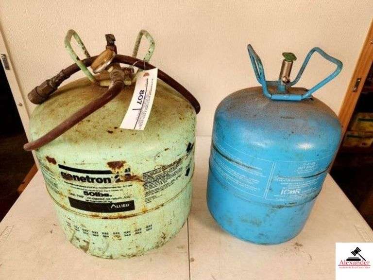REFRIGERANT AIR TANK WITH HOSE SMALL HOT SHOT R-4145 R-414B (R-12, R-134A, R-500) REPLACEMENT (NOT FULL-SMALL AMOUNT) (SHOP) image