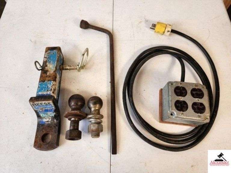 REESE 2" HITCH 2 TRAILER BALLS - ELECTRIC CORD - TIRE IRON (TRAILER) image
