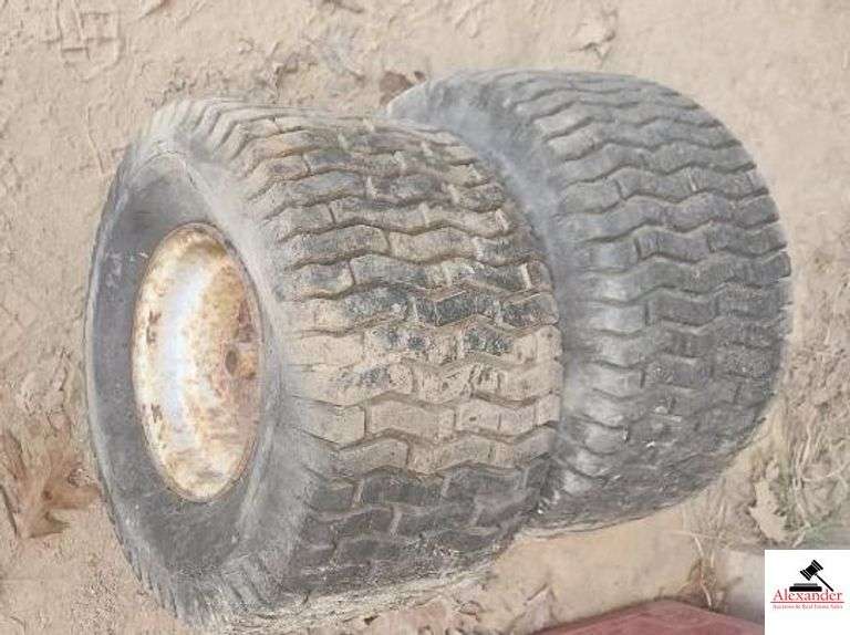 (2) TRAILER TIRES & RIMS (SMALL) PM STRONG 18X9X52 - (IMP SHED) image