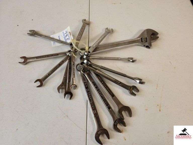 (7) CRAFTSMAN WRENCHES OPEN & BOX END - 7MM, 9MM, 15MM, 9/16", 3/4", ETC - CRESTOLOGY CRESENT WRENCH - (TRAILER) image