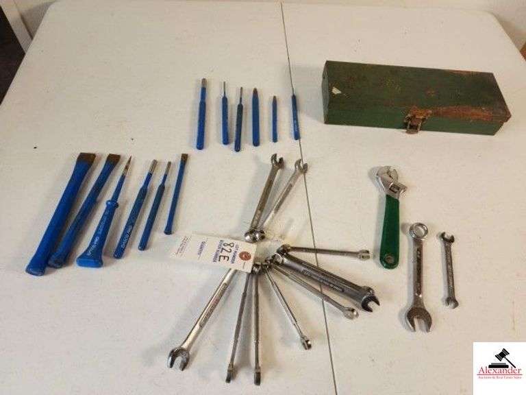 (11) CRAFTSMAN WRENCHES MISC SMALL CRESCENT WRENCH - SK2 METAL BOX - CHISEL SET -  (TRAILER) image