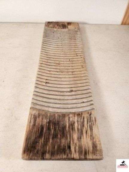 VINTAGE WOODEN WASHBOARD VERY PRIMITIVE - VERY GOOD CONDITION FOR AGE - SHOWS USE WEAR - (GARAGE) image