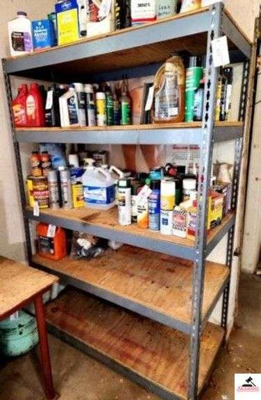 SHOP STORAGE STAND 4' WIDE X 24" DEEP X 6" TALL - 5 PLYWOOD SHELVES - INVENTORY NOT INCLUDED - STAND ONLY (SHOP) image