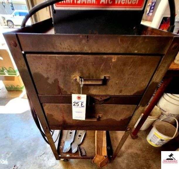 ROLLING SHOP TABLE - TWO DRAWERS WELDING CONTENTS NOT INCLUDED (SHOP) image