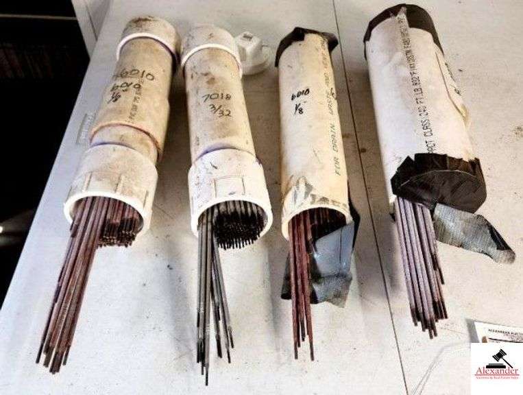 WELDING RODS - PVC TUBE MARKED 6010 1/8" -PVC TUBE MARKED 7018 3/32" - PVC TUBE MARKED 6010 1/8" - PVC TUBE 6010 1/8" RODS - 4" PIPE HOLDERS - MB 15 SILVER BRAZING ALLOY RODS (SHOP) image