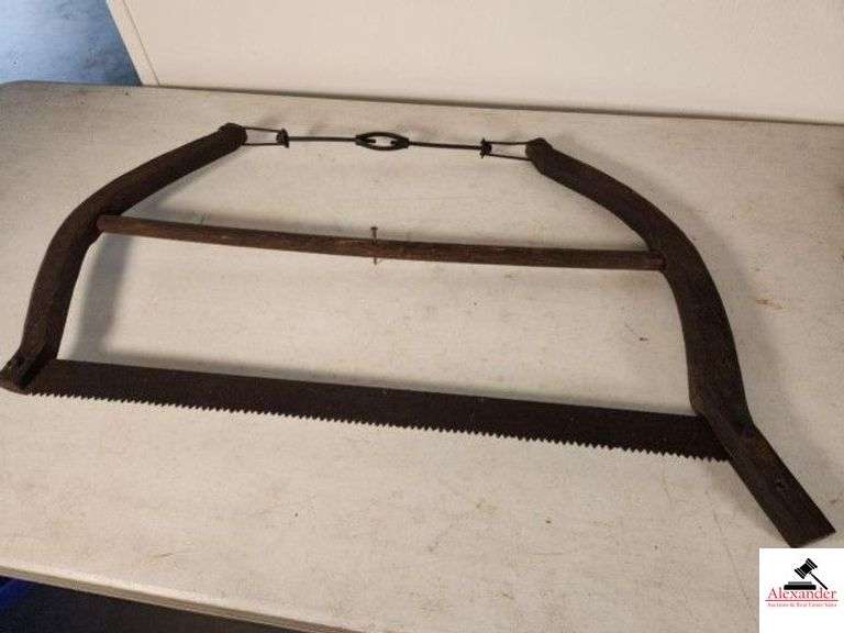 ANTIQUE BUCK/BOW SAW 27" BLADE - LONG ARM 23" - LONG BOW 23" - METAL & CROSS BOW INTACT - (GARAGE) image