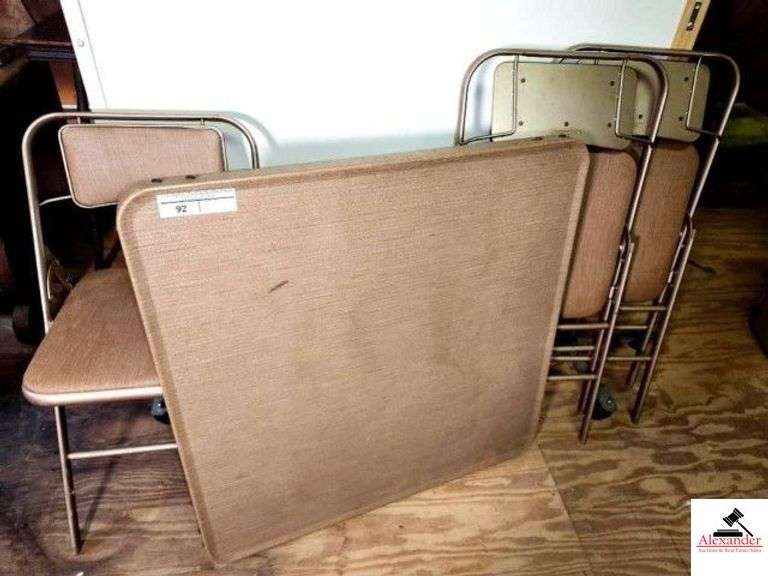 SAMSONITE CARD TABLE & 3 CHAIRS CHAIRS NEED CLEANED - TABLE HAS SMUDGE MARK - (UPSTAIRS) image